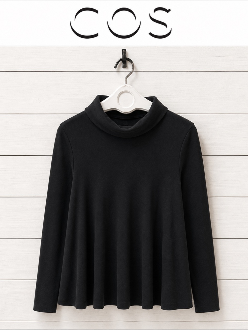 COS – Black Wool Funnel-Neck Sweater (XS)